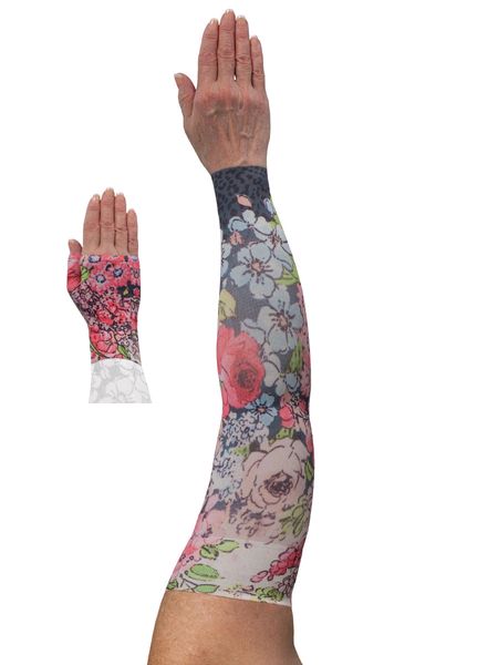 Bloomin Betty Dark Lymphoedema Sleeve and Gauntlet Set