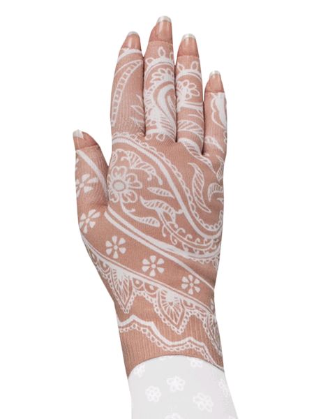 Lymphedivas Daisy Tan Lymphoedema Glove Modelled