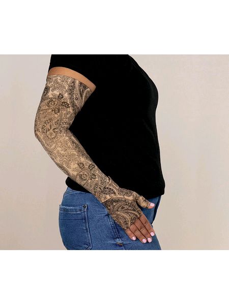 Black Paisley Lymphoedema Sleeve and Gauntlet Set